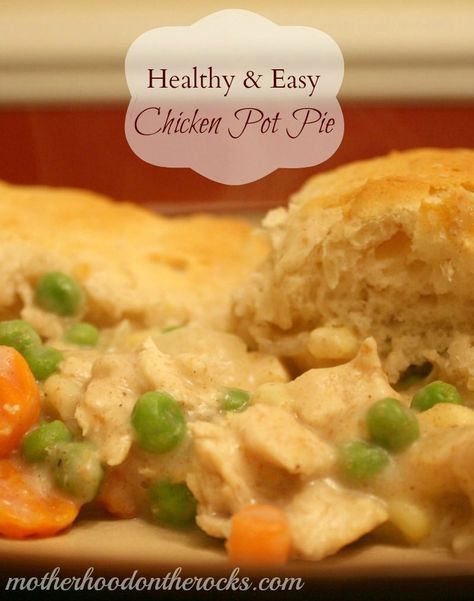 Healthy and super easy Chicken Pot Pie #Recipe! Pin and try it later! - Motherhood on the Rocks Easy Chicken Pot Pie Recipe, Healthy Chicken Pot Pie, Chicken Pot Pie Recipe, Pot Pie Recipe, Easy Chicken Pot Pie, Tater Tot Casserole, Pot Pies Recipes, Chicken Pot Pie Recipes, Tater Tots