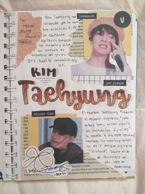 #Cute Kim Taehyung Journal Ideas, Bts Journal Ideas Aesthetic, Taehyung Journal, Bts Diary, Bts Journal, Pop Book, Aesthetic Profile Picture Cartoon Soft, Journal Inspiration Writing, Bullet Journal Cover Ideas