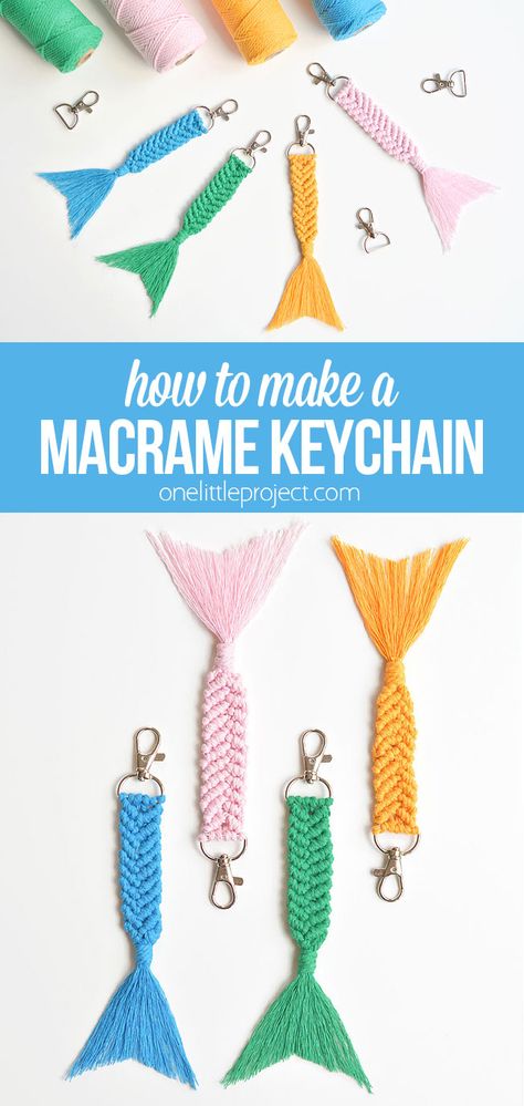 Diy Woven Keychain, Step By Step Diy Crafts, Mermaid Tail Macrame Keychain Tutorial, Mermaid Tail Keychain Diy, Craft Lace Projects, Crafts Step By Step, Fun Cool Crafts, Mermaid Art And Craft, Mermaid Camp Ideas