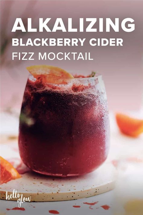 Alkalizing Blackberry Cider Fizz Mocktail - Hello Glow Sparkling Mocktails, Blackberry Mocktail Recipes, Mocktail Drinks, Alcohol Free Drinks, Drink Recipes Nonalcoholic, Milk Shakes, Fancy Drinks, Mocktail Recipe, Cocktail Drinks Recipes