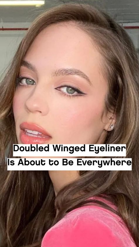 2 Line Eyeliner, Eyeliner Double Wing, Double Liner Makeup, Split Wing Eyeliner, Two Wing Eyeliner, Double Eyeliner Look, Small Black Winged Eyeliner, Double Winged Eyeliner Hooded Eyes, Make Up For Double Lid Eyes