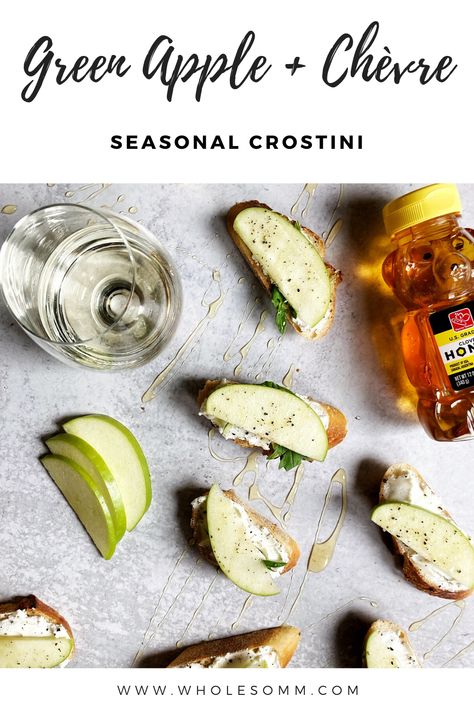 Sauvignon Blanc Pairing, Apple Goat Cheese, Spring Dinners, Snack Pairings, Fresh Appetizers, Cheese Crostini, Goat Cheese Crostini, Wine Ideas, Spring Recipe