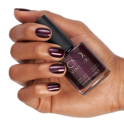 Dark Metallic Nails, Vinylux Nail Polish, Kiara Sky Gel Polish, Plum Nails, Dip Nail Colors, Cnd Nails, Cnd Vinylux, Cat Eye Gel Polish, Glitter Gel Polish