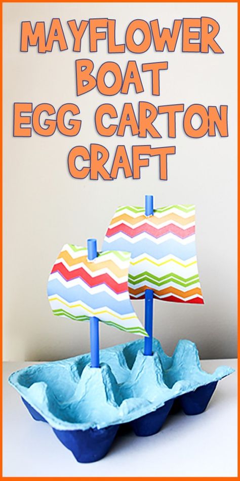 Egg Box Craft For Kids, Recycling Ideas For Kids, Mayflower Boat, Egg Carton Craft, Carton Craft, Sailboat Craft, Colorful Art Projects, Boat Crafts, Egg Carton Crafts