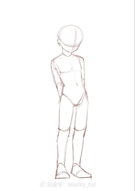 Tiny Person Drawing Reference, Drawing Poses Drawing, Small Person Drawing Reference, Short Person Drawing Reference, Simple Full Body Poses Drawing Reference, How To Draw Little Kids, Pose Reference Ideas Drawing, Simple Drawing Bases, Showing Back Pose