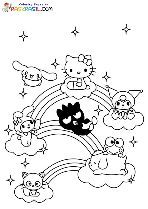 Raskrasil.com-Hello-Kitty-And-Friends-Nieuwe-Kleurplaten-4 Sanrio Coloring Pages, Sanrio Coloring, Grinch Coloring Pages, Hello Kitty Colouring Pages, Family Coloring Pages, Cute Stationary School Supplies, Coloring Pages Inspirational, Hello Kitty Coloring, Hello Kitty And Friends