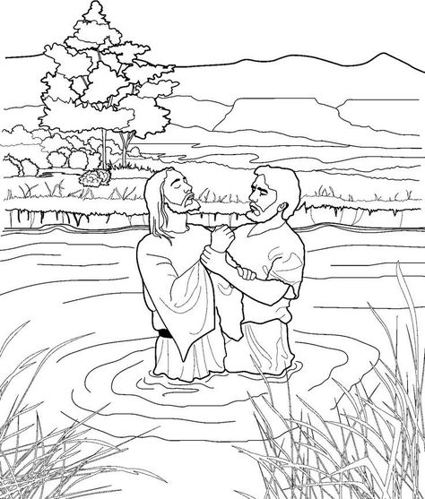 Baptism Coloring Pages - Best Coloring Pages For Kids Lds Coloring Pages, Jesus Coloring Pages, Sunday School Coloring Pages, Easter Coloring Book, Getting Baptized, Lds Baptism, School Coloring Pages, Bible Coloring Pages, Bible Coloring