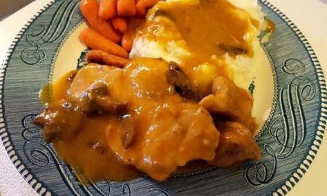 Slow Cooker Golden Mushroom Pork Chops #pork chops #mushrooms crockpot #justapinchrecipes Golden Mushroom Pork Chops, Mushrooms Crockpot, Mushroom Soup Crockpot, Mushroom Soup Pork Chops, Golden Mushroom, Pork Sausage Recipes, Golden Mushroom Soup, Pork Chop Recipes Crockpot, Mushroom Pork Chops