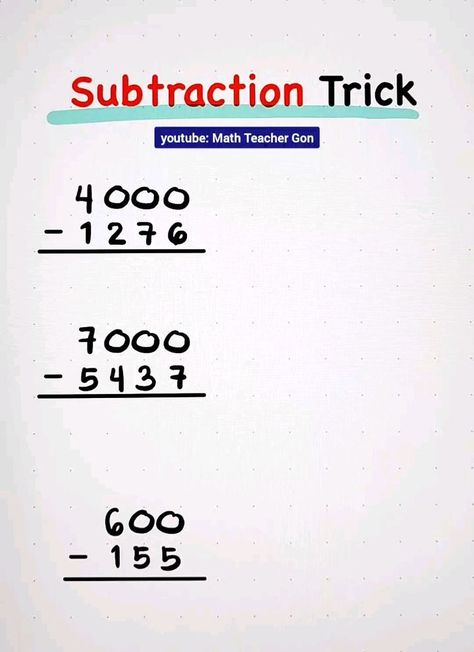 Subtraction Tricks, Mental Math Tricks, Math Tutor, Studying Math, School Study, Mental Math, Math Tricks, Math Videos, School Study Tips