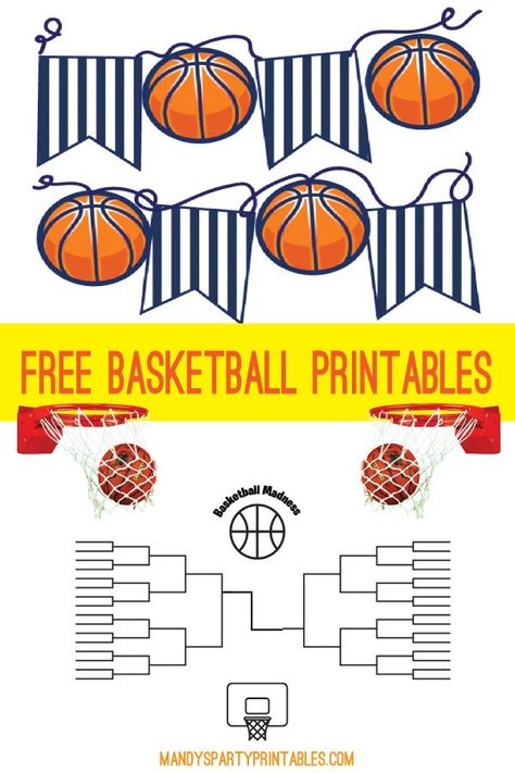 Before you break your bracket, don't miss this FREE printable basketball banner! Perfect for March Madness parties, birthday parties, and more! Free Basketball Printables, March Madness Classroom Ideas, March Madness Reading Challenge, March Mathness, March Madness Bulletin Board, March Poetry, March Madness Book Tournament, Basketball Birthday Party Decorations, March Madness Party Ideas