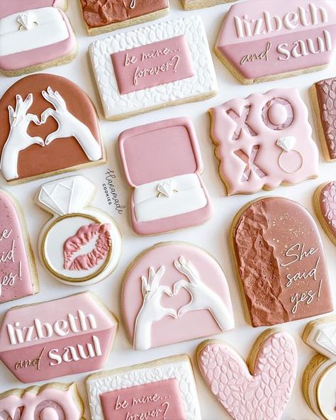 Royal Icing Recipes, Soft Sugar Cookie, Designer Cookies, Bachelorette Cookies, Engagement Cookies, Icing Recipes, Royal Iced Cookies, Cookie Decorating Party, Iced Sugar Cookies