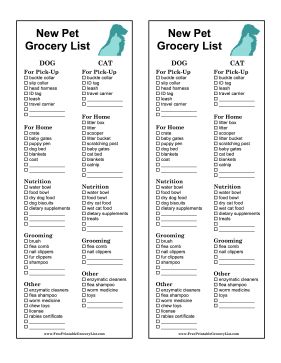 Prepare for a new dog or cat (or puppy or kitten) with this shopping list for pet grooming, nutrition, and training equipment. Free to download and print Cat Shopping List, New Kitten Checklist, Pet Checklist, Weekly Grocery List, Kitten Supplies, Organization Binder, Puppy Training Schedule, Cat Supplies List, New Puppy Checklist