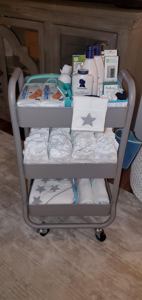 Diaper Cart, Newborn Organization, Baby Cart, Cart On Wheels, Newborn Mom, Baby Organization, Baby Supplies, Baby Diaper, Creative Gifts