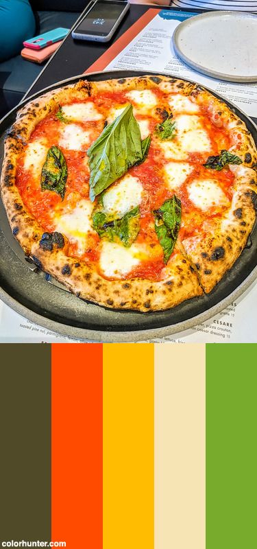 Pizza Color Scheme from colorhunter.com Pizza Color Palette, Pizza Moodboard, Fresh Color Palette, Italian Colors, Pizza Party, Color Inspo, Color Wheel, Color Pallets, Color Themes