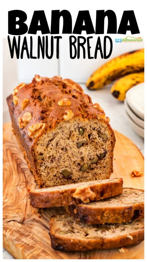 Banana Bread With Walnuts Recipe Easy, No Yeast Banana Bread, Banana Bread Recipe Walnut Easy, Best Banana Walnut Bread Recipe, Banana And Walnut Bread Recipe, Banana Walnut Nut Bread Recipe, Banana Walnut Bread Recipe Easy, Bannan A Bread Recipe Easy Nut, Grandma's Banana Bread