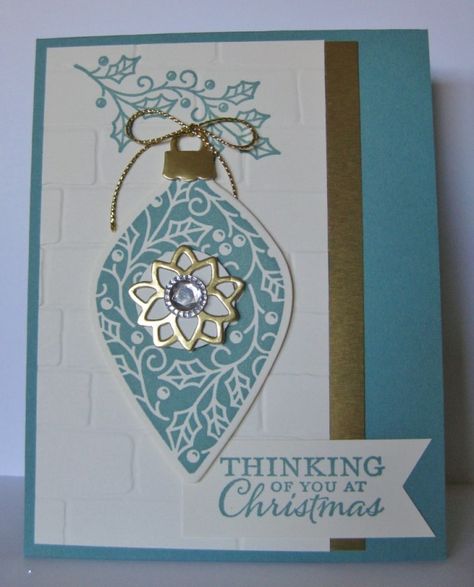 Christmas Card Ornaments, Ornament Card, Holiday Beading, Homemade Christmas Cards, Stampin Up Christmas Cards, Beautiful Handmade Cards, Christmas Stamps, Christmas Cards To Make, Christmas Card Design