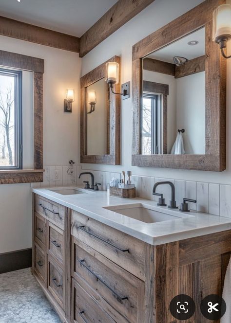 Modern Farmhouse Master Bath Bathroom, Modern Farmhouse Style Bathroom, Warm Master Bath Ideas, Master Bathrooms 2024 Trends Farmhouse, Modern Farmhouse Master Bath, Diy Farmhouse Bathroom, Farmhouse Bathroom Makeover, Farmhouse Master Bath, Bathroom Makeover On A Budget