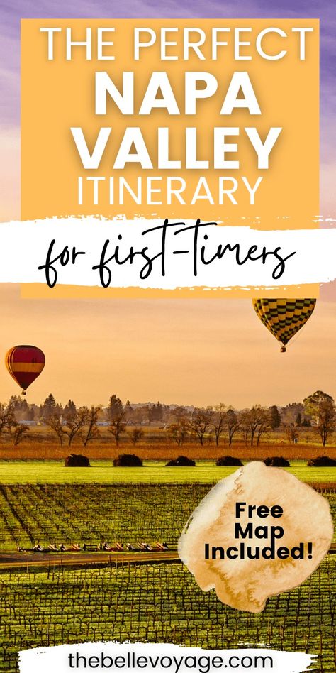 If you're planning a trip to Napa Valley, California, this Napa itinerary is perfect for first-time visitors! This Napa travel guide has all of the details you need to know to plan the perfect trip to Napa wine country. From where to go wine tasting, to where to eat, where to stay and what to pack for Napa, you'll learn all of the insider tips for navigating this wine region like a pro. #napa #winetasting Napa Itinerary, California Wine Country Vacation, Napa Valley Map, Napa Valley Itinerary, Napa Valley Wine Tasting, Napa Valley Wine Tours, Napa Valley Vacation, Napa Valley Winery, Napa Vineyards