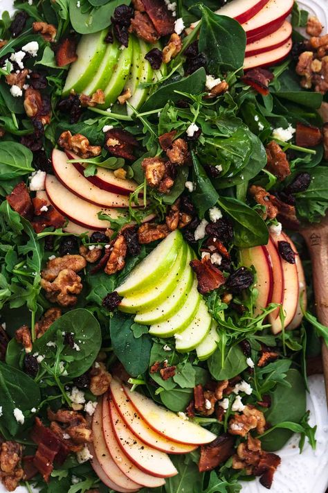 This Apple Cranberry Walnut Salad features crisp apples, dried cranberries, feta cheese, and hearty walnuts to create the perfect salad! Apple Cranberry Walnut Salad, Teriyaki Dressing, Company Potatoes, Cider Dressing, Walnut Tart, Cranberry Walnut Salad, Enchilada Dip, Fall Salads, Apple Walnut Salad