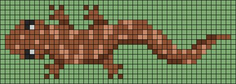 Salamander Cross Stitch, Gecko Cross Stitch Pattern, Bearded Dragon Pixel Art, Lizard Perler Beads, Lizard Perler Bead Patterns, Sloth Pixel Art, Gecko Cross Stitch, Alpha Grids, Bead Lizard