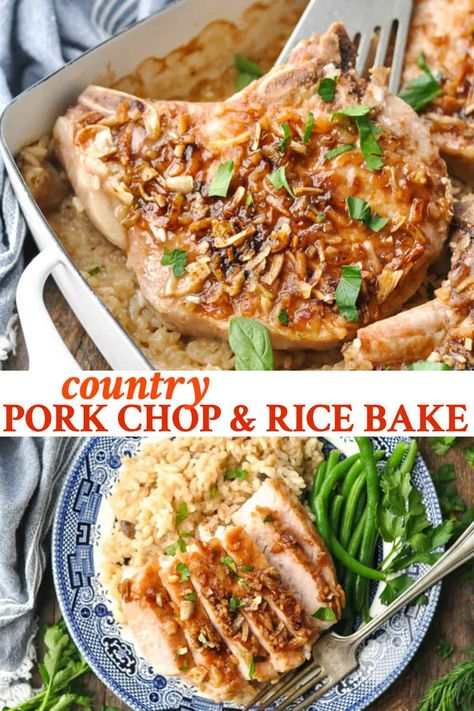 Pork Chop Rice Bake, Pork Chop And Rice Casserole, Chirothin Recipes, Pork Chop And Rice, Baked Meats, January Food, Pork Chop Casserole, Tornado Potato, Pork Chops And Rice