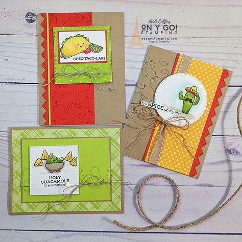 Stampin Up Taco Fiesta Card Ideas, Taco Fiesta Stampin Up Cards, Stampin Up Taco Fiesta, Taco Cards, Rhino Ready, Fun Images, Tri Fold Cards, Mexican Theme, Fun Cards