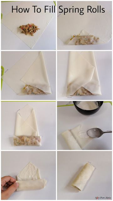 How To Fill Spring Rolls How To Roll Spring Rolls Step By Step, How To Fold Spring Rolls, How To Make Spring Rolls Step By Step, Spring Roll Filling Ideas, Cooking Lesson Plans, Mandazi Recipe, Chinese Spring Rolls, Spring Roll Filling, Yummy Asian Food