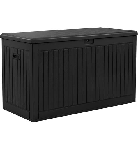 Outdoor Storage Bin, Resin Storage Box, Black Studio, Deck Storage, Resin Storage, Planting Tools, Large Deck, Deck Box Storage, Patio Furniture Cushions