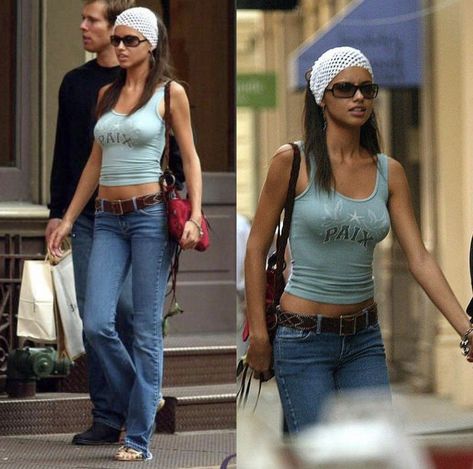 Late 2000s Outfits, Adriana Lima Outfit, Girl Celebs, 2000s Outfit, Outfits 2000s, 00s Fashion, Early 2000s Fashion, 2000s Outfits, Y2k Vibes