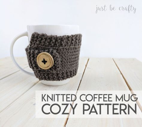 The Knitted Coffee Mug Cozy Pattern is the perfect project to get started on if you are a newbie knitter! Whip one up in as little as one hour! Knit Coffee Cozy Pattern, Cup Cozy Knitting Pattern, Cup Sleeve Pattern, Knit Cup Cozy, Knit Coffee Cozy, Coffee Cozy Pattern, Mug Cozy Pattern, Coffee Mug Cozy, Dishcloth Patterns Free