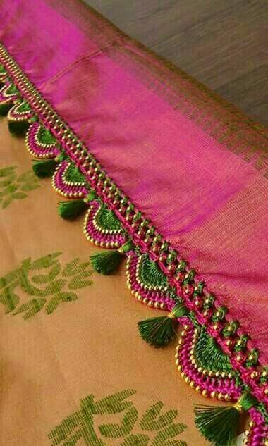 Saree Tassels, Tassels, Saree, Beads, Green, Pink, Blue, Design