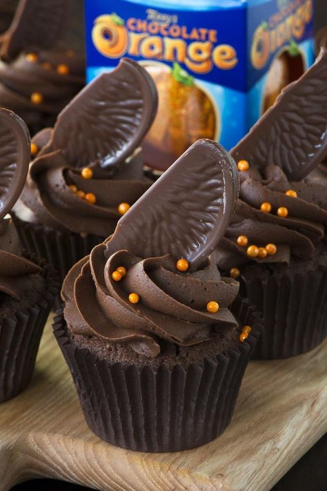 Chocolate Orange Cupcakes, Orange Buttercream, Cupcakes With Chocolate, Orange Cupcakes, Monster Cupcakes, Brownie Desserts, Chocolate Hair, Cooling Rack, Buttercream Recipe