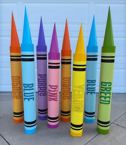 How I Made Giant Crayons – Nikki August Playground Sand, Paper Mache Cone, Christmas Float, Art Supply Stores, Black Sharpie, White Acrylic Paint, Graphite Pencils, Large Poster, Books For Teens