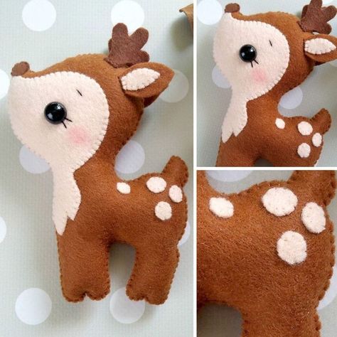 Felt Deer Pattern, Plushies Tutorial, Felt Deer, Felt Sewing, Baby Mobil, Felt Animal Patterns, Idee Cricut, Felt Crafts Patterns, Felt Crafts Christmas