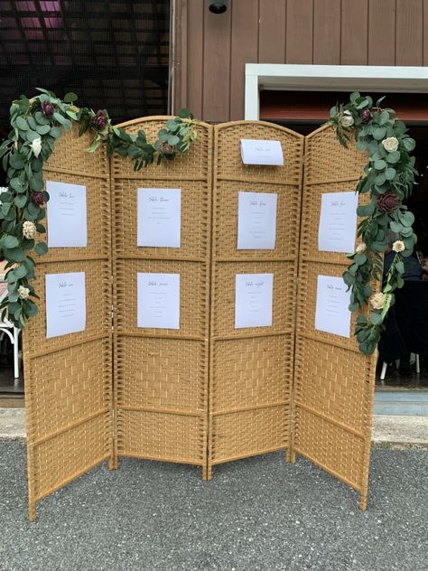 Wedding Room Divider Ideas, Seating Chart Room Divider, Room Divider Seating Chart Wedding Ideas, Room Divider Backdrop Wedding, Room Divider Wedding Backdrop, Wedding Room Divider, Room Divider Seating Chart, Room Divider Backdrop, Room Divider Wedding