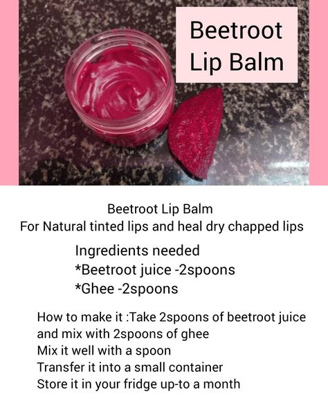 Beetroot Lip Balm Diy, Lip Balm For Pink Lips, Beetroot Lip Balm, Lip Balm Diy, Tinted Lips, Lip Balm Recipes, Berry Lips, Diy Skin Care Recipes, Diy Lip Balm