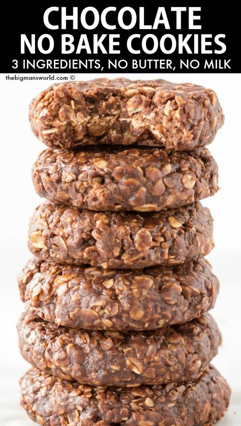 Deserts Without Milk, Sugar Free No Bake Oatmeal Cookies, No Bake Cookies Without Butter, No Milk Cookies Recipes, Oatmeal Recipes Without Milk, Easy Desserts Without Milk, Chocolate Cookies Without Butter, Fat Free Cookies Recipe, Baking Recipes No Butter