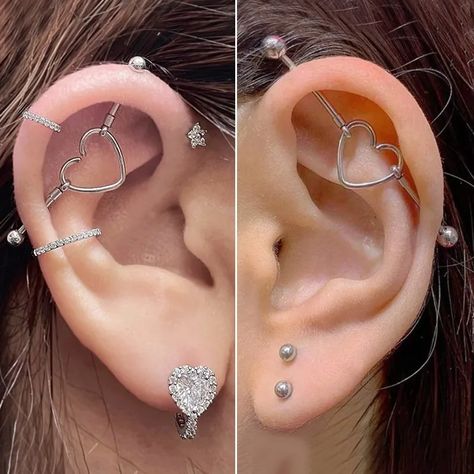 Industrial And Helix Piercing, Bar Industrial, Barbell Earrings, Industrial Barbell, Industrial Piercing, Helix Piercing, Helix, Light In The Dark, Piercings