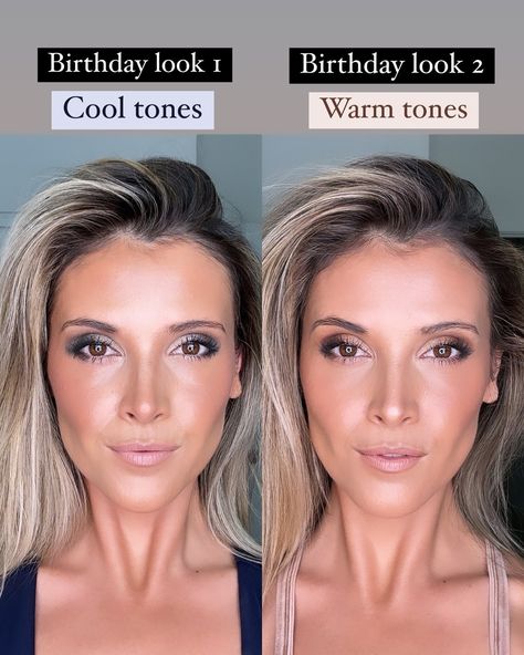 Which Makeup and eyeshadow look do you prefer? Cool tones, Warm tones, or like them both? #birthdaylooks #birthdaymakeup #warmeyeshadow #cooleyeshadow #cooltones #warmtones #seinteyeshadow #easyeyeshadow #easyeyemakeup Cool Tone Eyeshadow Looks, Warm Eyeshadow, Simple Eyeshadow, Birthday Makeup, Simple Eye Makeup, Eyeshadow Looks, Cool Tones, Fertility, Makeup Looks