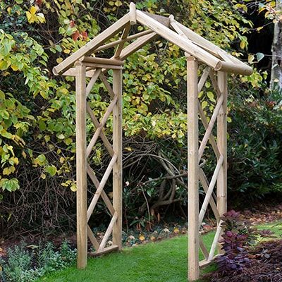 Wooden garden arches are a great way to freshen up your garden and just get better with age, thanks to climbing plants - Visit our site or call on 0844 248 9865 Rose Arch, Garden Archway, Wooden Roses, Wooden Arch, Garden Arbor, Garden Arches, Garden Entrance, Forest Garden, Garden Gate