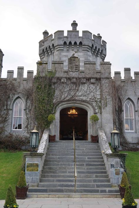 Stairs and entrance at Dromoland Castle, Ireland. Castle Stairs, Castle Entrance, County Clare Ireland, Castle Ireland, Clare Ireland, County Clare, Castle Hotel, Hotel Staff, Visit Ireland