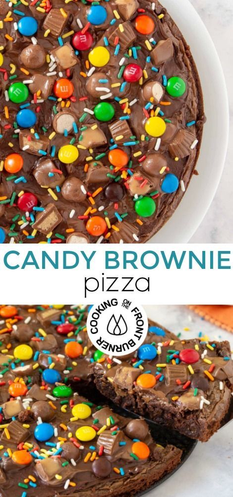 Brownie Pizza Recipe, Cookie Pizza Birthday, Brownie Pizza Ideas, Chocolate Pizza Recipe, Brownie Pizza Dessert, Candy Pizza Recipe, Candy Brownies, Dessert Pizza Recipe, Candy Pizza