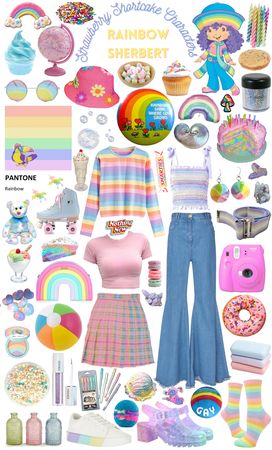 Strawberry Shortcake Outfits, Rainbow Sherbert, Nostalgia 80s, Strawberry Shortcake Costume, Strawberry Shortcake Characters, Rainbow Outfit, Kawaii Fashion Outfits, Themed Outfits, Rainbow Pride