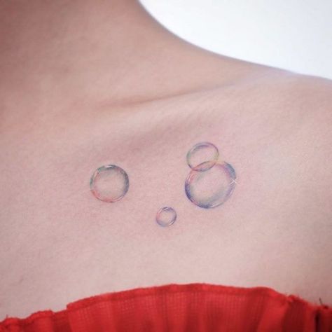 Bubbles Tattoos, Tattoo Bubbles, Bubble Tattoo Ideas, Collar Bone Tattoo Quotes, Bubble Tattoo, Bone Tattoos, Handpoke Tattoo, Small Wrist Tattoos, Collar Bone Tattoo