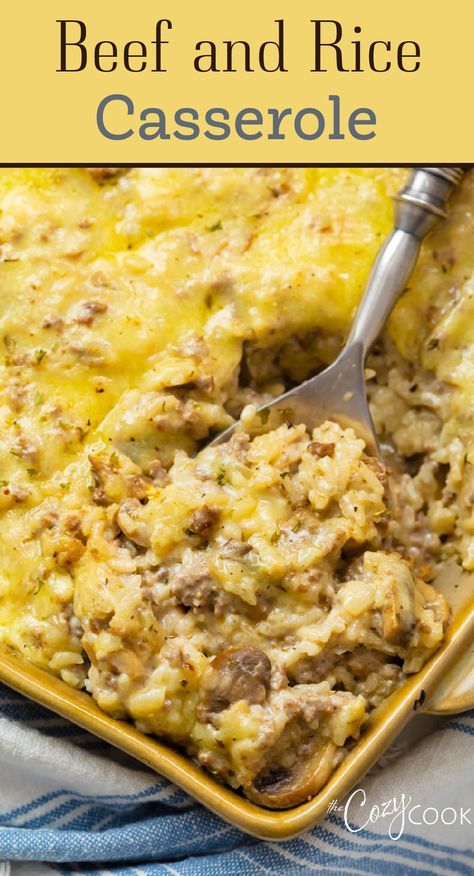 Ground Beef And Rice Casserole, Cheesy Ground Beef And Rice, Beef And Rice Casserole, Cheesy Ground Beef, Ground Beef And Rice, Ground Beef Casserole Recipes, Pantry Ingredients, Diner Recept, Beef Casserole Recipes