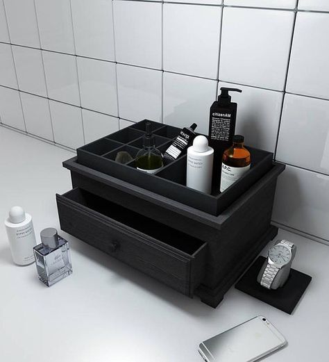 Mens care organizer wooden Nightstand organizer wood for him Mens Bathroom Organization, Men Cosmetic, Wooden Makeup Organizer, Men Bathroom, Nightstand Organizer, Mens Bathroom, Bathroom Countertop Organizer, Mens Bedroom Decor, Wooden Backdrops