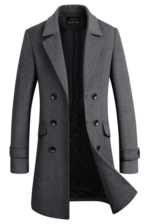 Long Pea Coat, Overcoat Men, Long Peacoat, Trench Coat Men, Double Breasted Trench Coat, Trench Coat Black, The New Yorker, Pea Coat, Men Winter