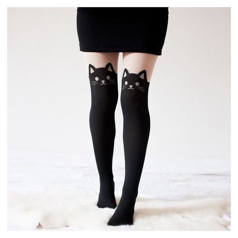 Black Kitty Cat Print Thigh High Pantyhose Cat Tights For Women ❤ liked on Polyvore featuring intimates, hosiery, tights, thigh high hosiery, sheer tights, cat thigh high stockings, thigh high pantyhose and cat stockings Cat Tights, Thigh High Tights, Crazy Cat Lady Gifts, Cat Stockings, Tights For Women, Black Kitty, Printed Tights, Sheer Tights, Black Stockings