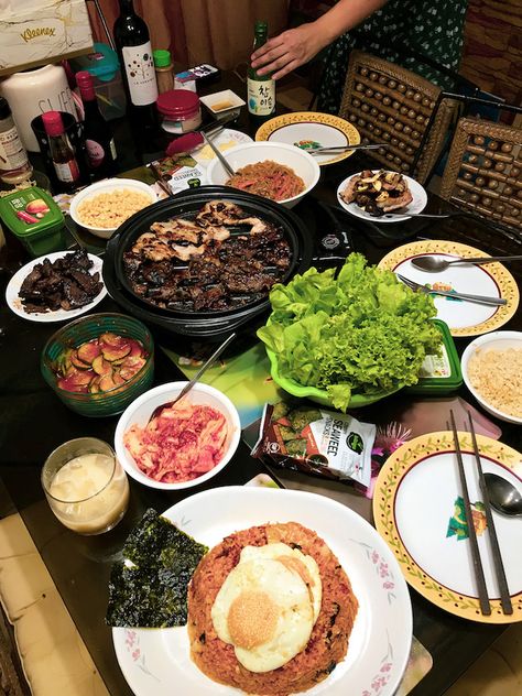 Korean Themed Party Ideas | Happy Birthday Dad! — Anagon Korean Food Party Ideas, Korean Bbq Dinner Party, Kpop Themed Birthday Party Ideas, Birthday Party Ideas 24th Birthday, Korean Themed Birthday Party, Korean Birthday Food, At Home Party Decorations, Korean Themed Party, Korean Birthday Party Ideas