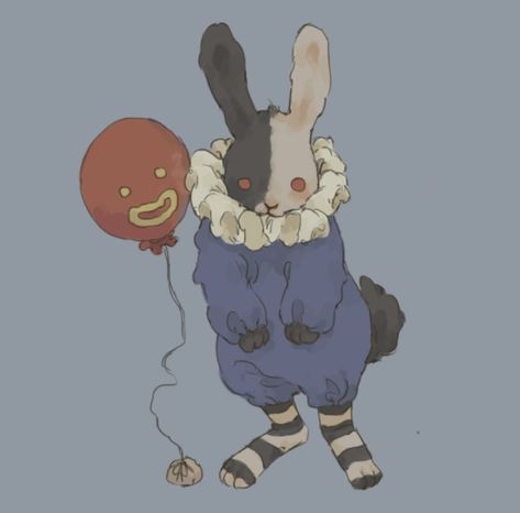 Rabbit Fursona Art, Clown Balloons, Clown Halloween Costumes, Rabbit Drawing, Bunny Drawing, Cute Clown, Draw Sketch, Pretty Drawings, Circus Theme